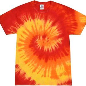 Adult Tie Dye Tshirt, Red Orange Yellow Spiral
